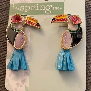 The Spring Shop Toucan Earrings with Pink and Blue